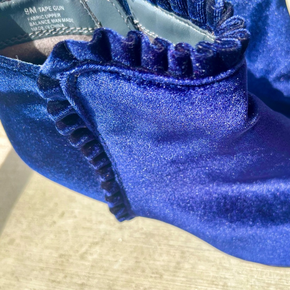 Unique Blue Velvet Ankle Booties - Picture 2 of 6